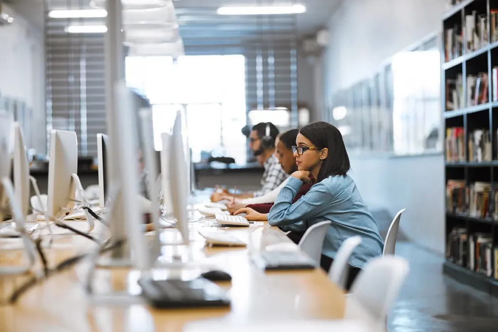 employees sitting at desks