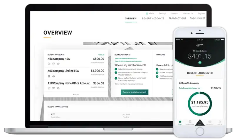 TASC overview software on a computer and phone